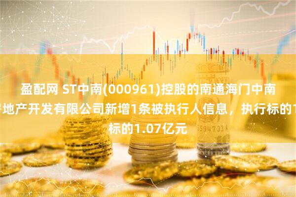 盈配网 ST中南(000961)控股的南通海门中南世纪城房地产开发有限公司新增1条被执行人信息，执行标的1.07亿元